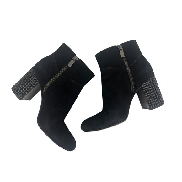 Michael Kors‎ Black Suede Arabella Ankle Boots Zip Booties Studded Heels Size 8 - Picture 3 of 13